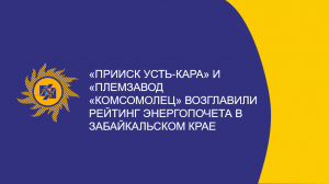 ​«Прииск Усть-Кара» и «Племзавод «Комсомолец» возглавили рейтинг энергопочета в Забайкальском крае